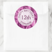 Personaliseren: "Happy Birthday" Orchidee getextur Ronde Sticker (Tas)