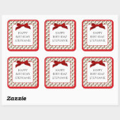 Personaliseren: Happy Birthday Red Roses patroon Vierkante Sticker (Vel)