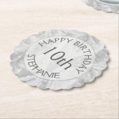 Personaliseren: "Happy Birthday" Zilver getexturee Kartonnen Onderzetters (Gekanteld)