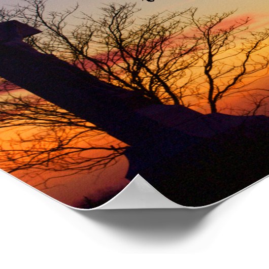 (Personaliseren) Heilig Kruis op zonsondergang Poster (Hoek)