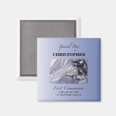 Personaliseren, jongen, eerste communiqué blauw magneet (Voorkant / Achterkant)