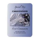 Personaliseren, jongen, eerste communiqué blauw magneet (Verticaal)