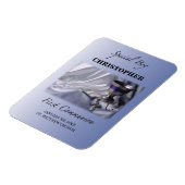 Personaliseren, jongen, eerste communiqué blauw magneet (Linkerzijde)