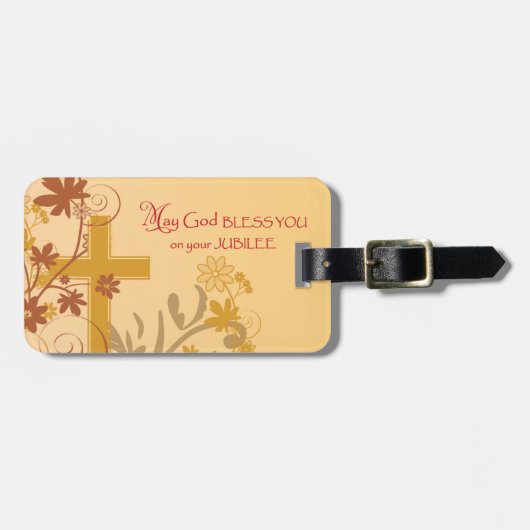 Personaliseren, Jubilee Jubileum Nun Cross, Swirls Bagagelabel (Voorkant horizontaal)