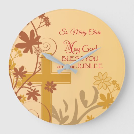 Personaliseren, Jubilee Jubileum Nun Cross, Swirls Grote Klok (Voorkant)