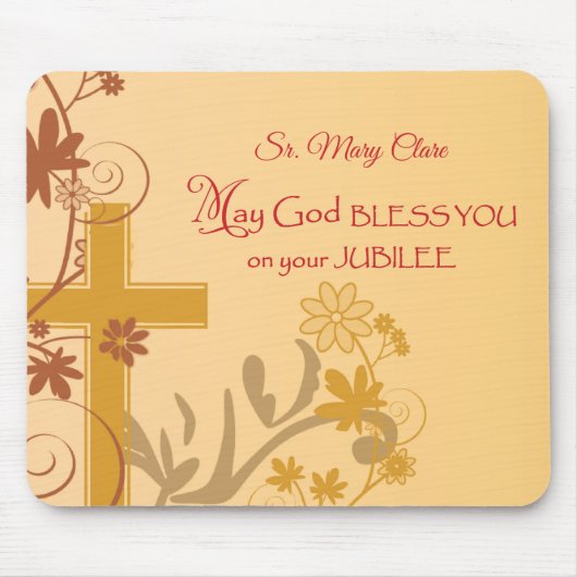 Personaliseren, Jubilee Jubileum Nun Cross, Swirls Muismat (Voorkant)