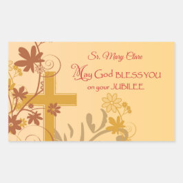 Personaliseren, Jubilee Jubileum Nun Cross, Swirls Rechthoekige Sticker