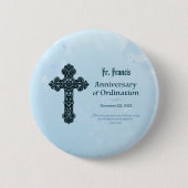 Personaliseren, Jubileum bestellen Priest, kruis Ronde Button 5,7 Cm (Voorkant)