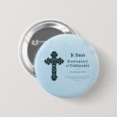 Personaliseren, Jubileum bestellen Priest, kruis Ronde Button 5,7 Cm (Voorkant /achterkant)