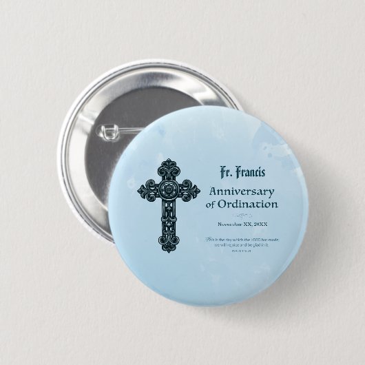 Personaliseren, Jubileum bestellen Priest, kruis Ronde Button 5,7 Cm (Voorkant /achterkant)