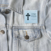 Personaliseren, Jubileum bestellen Priest, kruis Vierkante Button 5,1 Cm (In situ)