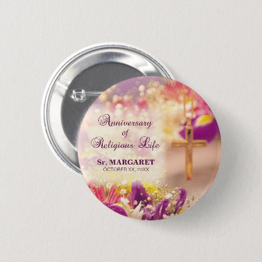 Personaliseren, Jubileum Religieuze Leven, Nun Ronde Button 5,7 Cm (Voorkant /achterkant)