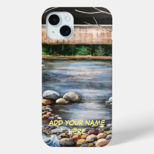 PERSONALISEREN KALM WATER Schilderen Blauwe Aarde iPhone 15 Mini Hoesje