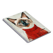 Personaliseren: Kat in een rode trui | Notitieboek (Rechterzijde)