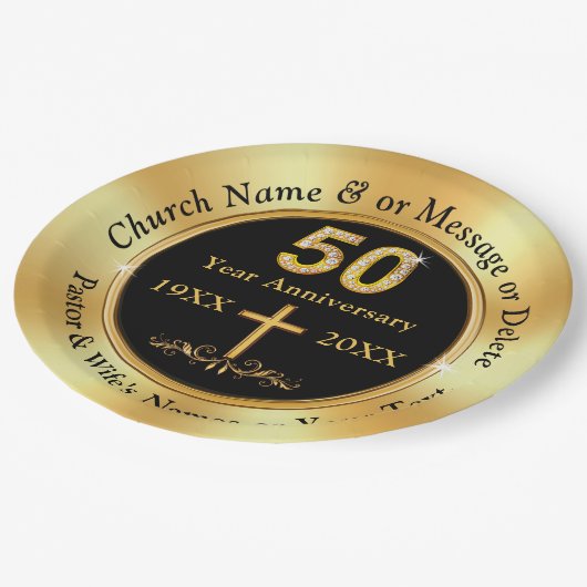 Personaliseren, Kerk 50e Jubileum, Papieren Borden Papieren Bordje (Gekanteld)