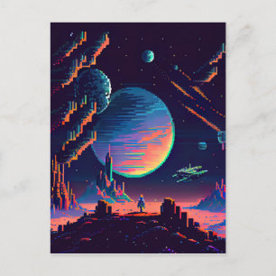 Personaliseren - Kleurrijke Retro 8-bits Pixel Spa Briefkaart