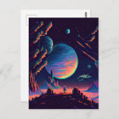 Personaliseren - Kleurrijke Retro 8-bits Pixel Spa Briefkaart (Voorkant / Achterkant)