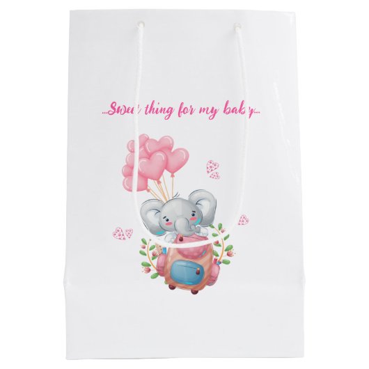 personaliseren | Leuke roze olifant Medium Cadeauzakje (Achterkant)