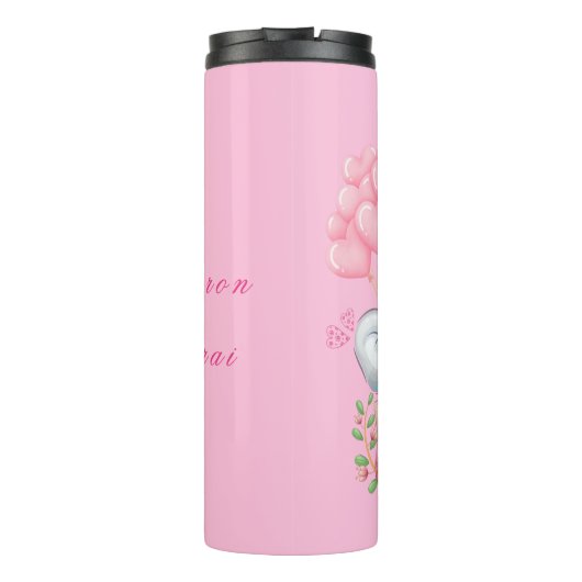 personaliseren | Leuke roze olifant Thermosbeker (Achterkant)