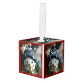 Personaliseren met 6 namen & foto's Cube Ornament (Voorkant hoekig)