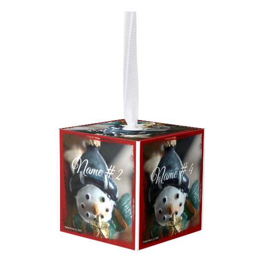 Personaliseren met 6 namen & foto's Cube Ornament (Achter hoekig)