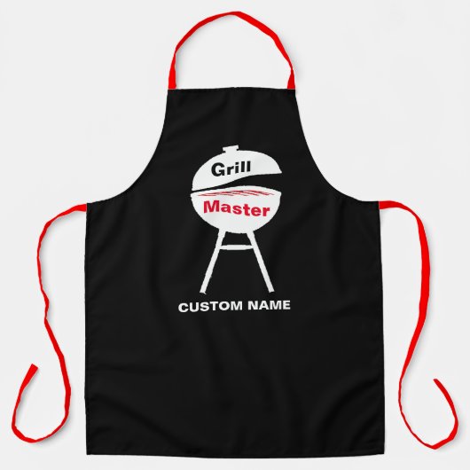 Personaliseren met de naam Grill Black Chef Mannen Schort (Voorkant)