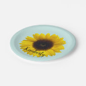 Personaliseren met de naam Grote Zonnebloem Papieren Bordje (Gekanteld)