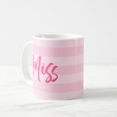 Personaliseren met de naam Miss Preppy Roze Stripe Koffiemok (Voorkant links)