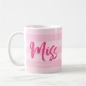 Personaliseren met de naam Miss Preppy Roze Stripe Koffiemok (Links)
