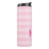 Personaliseren met de naam Miss Preppy Roze Stripe Thermosbeker (Gedraaid links)