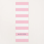Personaliseren met de naam Preppy Pink & White Str Yogamat (Voorkant)