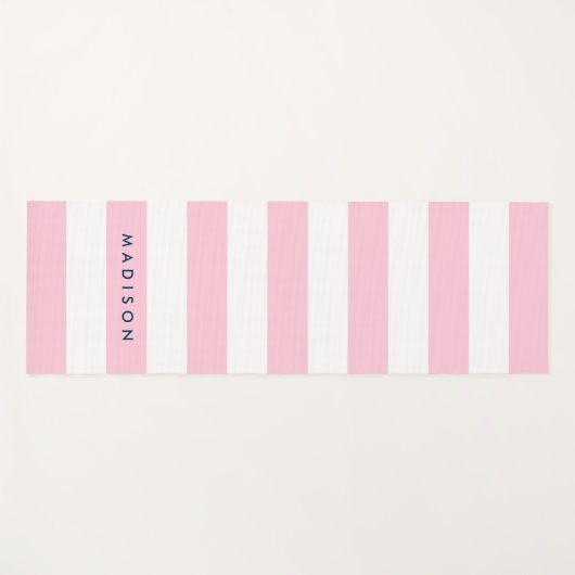 Personaliseren met de naam Preppy Pink & White Str Yogamat (Voorkant (horizontaal))