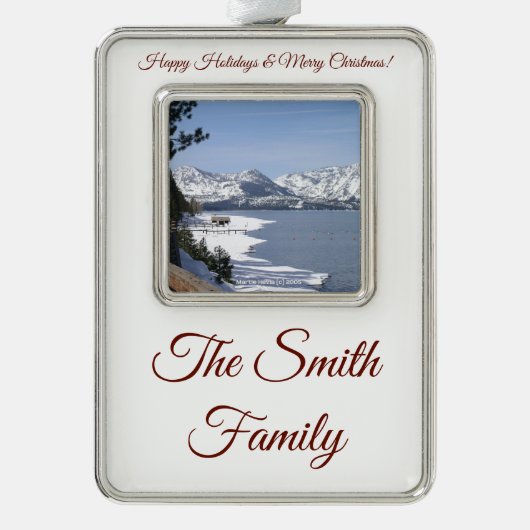 Personaliseren met foto en naam verzilverd omlijst ornament (Voorkant)