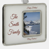 Personaliseren met foto en naam verzilverd omlijst ornament (Rechts)