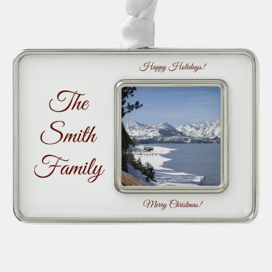 Personaliseren met foto en naam verzilverd omlijst ornament (Voorkant)