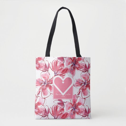 Personaliseren met jouw naam en City Red Flowers Tote Bag (Voorkant)