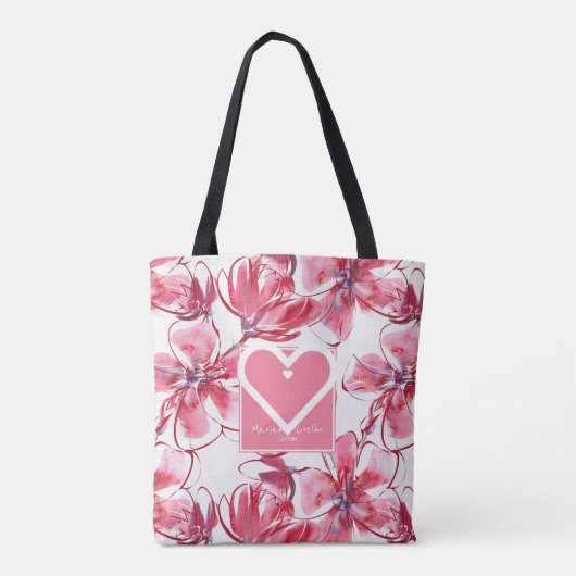 Personaliseren met jouw naam en City Red Flowers Tote Bag (Achterkant)
