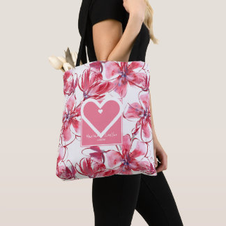 Personaliseren met jouw naam en City Red Flowers Tote Bag