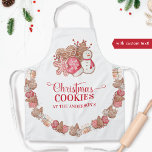 Personaliseren met jouw tekst, kerstkoekjes schort<br><div class="desc">Maak deze prachtige unieke van een soort vakantie-schort uw eigen stijl en pas deze aan met uw eigen tekst. Twee tekstgebieden beschikbaar voor aanpassing. Prachtige vormgeving met feestkoekjes in een mengsel van beige, witte en rode tinten. Kerstboom, sneeuwboer, hart, sneeuwvlok, mittens en koekjes van Snikerdoole. Grote koekjesregeling op de bovenste...</div>