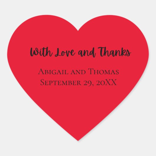 Personaliseren met liefde en Bedankt Rood Heart We Hart Sticker (Voorkant)