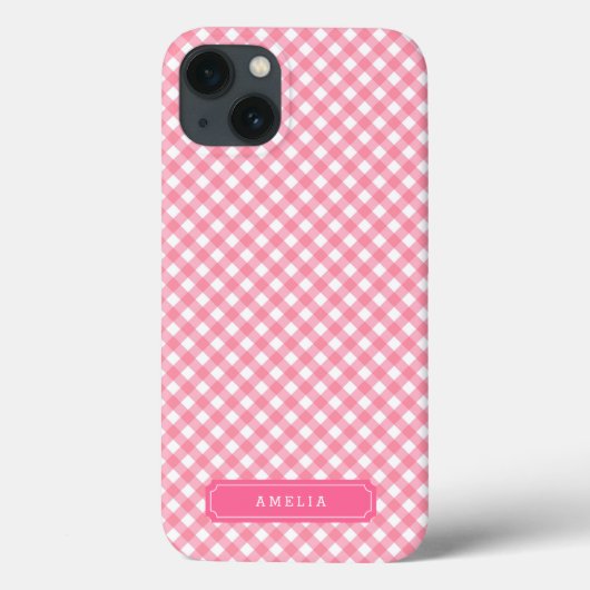 Personaliseren met Naam Baby Pink Gingham Case-Mate iPhone Case (Achterkant)