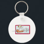 Personaliseren met naam - De superverpleegster Sleutelhanger<br><div class="desc">Dit ontwerp is voorzien van een humoristische illustratie van een verpleegster die op een spuit rijdt alsof ze op een vliegende raket of bezemkamer zit. Dit ontwerp maakt het perfecte geschenk voor elke geweldige verpleegster. Je kunt het object aanpassen, personaliseren met je favorieten Verpleegkundigen Naam om er een unieke gave...</div>