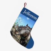 Personaliseren met naam, grappig gezicht met kerst kleine kerstsok (Voorkant (Hangend))