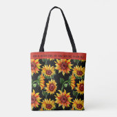 Personaliseren met Naam of Citaat Zonnebloem Tote Bag (Achterkant)