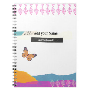 PERSONALISEREN: Minimalistische vlinder en patroon Notitieboek