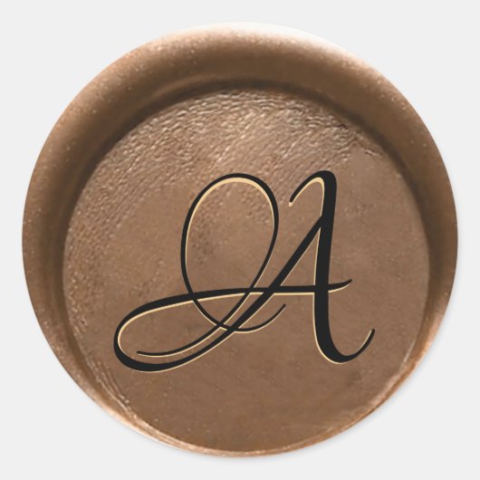 *~* PERSONALISEREN Monogram GOUD Zwart Wax Seal Ronde Sticker (Voorkant)