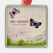 Personaliseren, Muziek Butterflies Bedankt leraar Metalen Ornament (Voorkant)