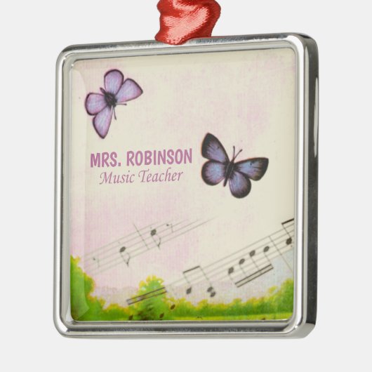 Personaliseren, Muziek Butterflies Bedankt leraar Metalen Ornament (Links)
