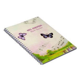 Personaliseren, Muziek Butterflies Bedankt leraar Notitieboek