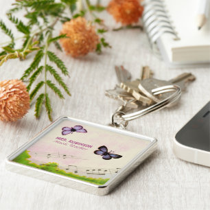 Personaliseren, Muziek Butterflies Bedankt leraar Sleutelhanger